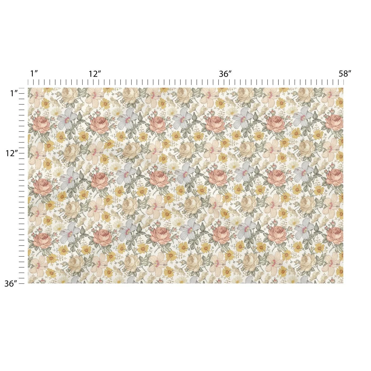 Vintage Floral 10 - Natural Fiber Fabric by the Yard