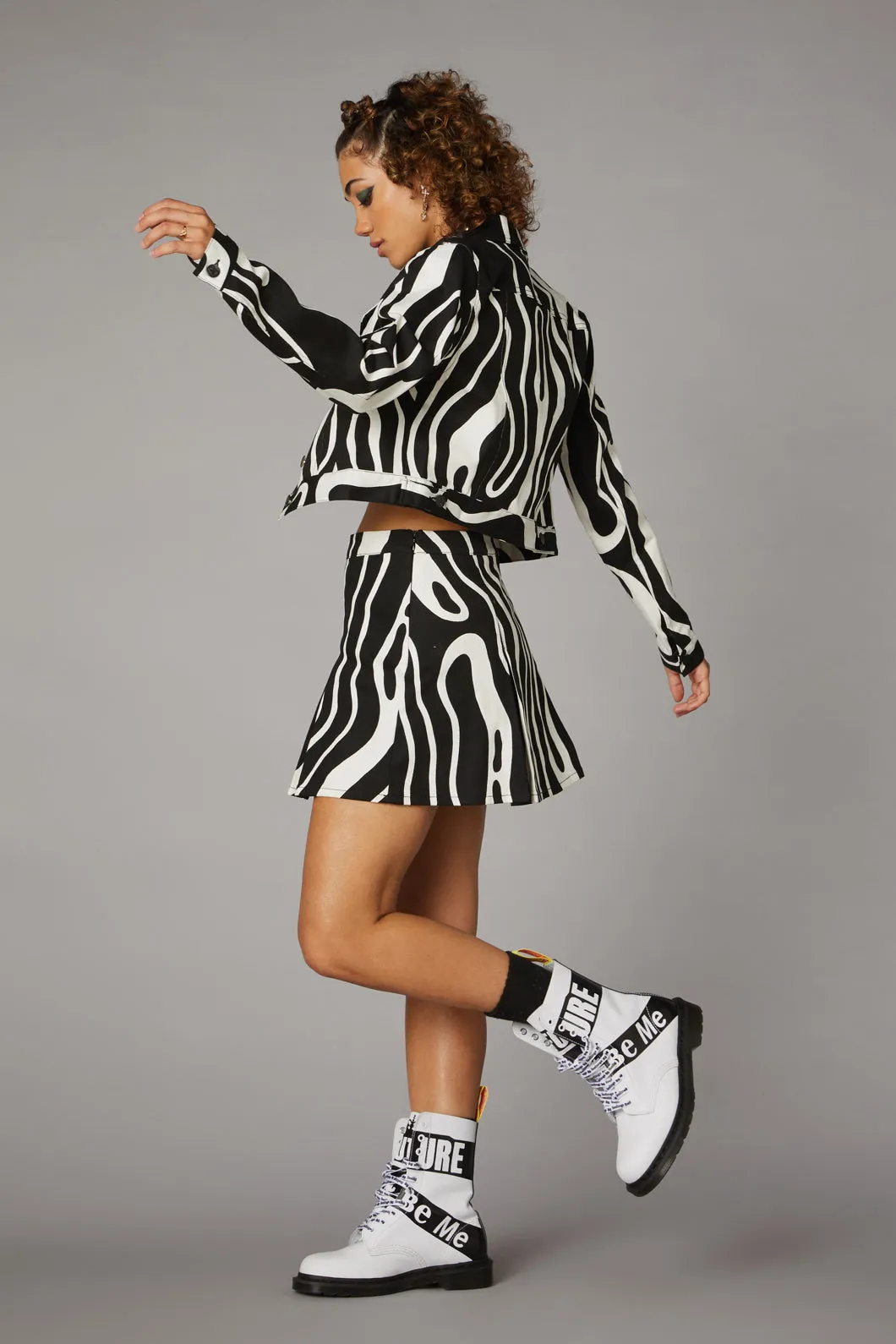 Warped Geo Print Jacket