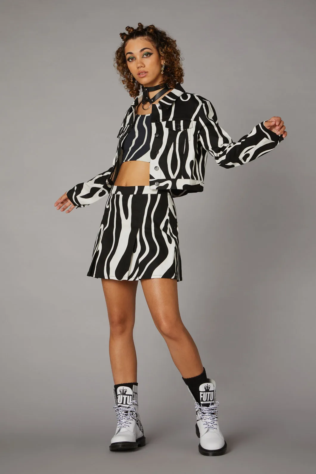 Warped Geo Print Jacket
