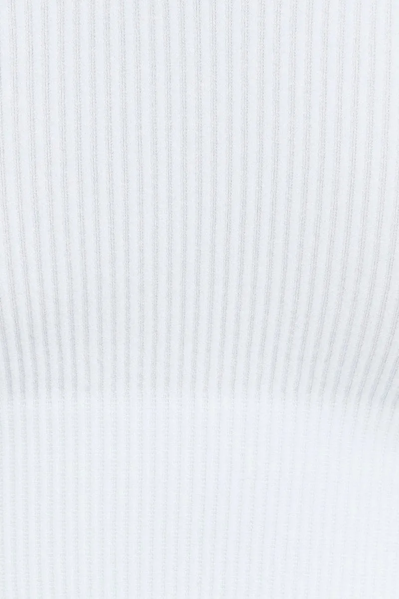 White Top Long sleeve V neck Seamless