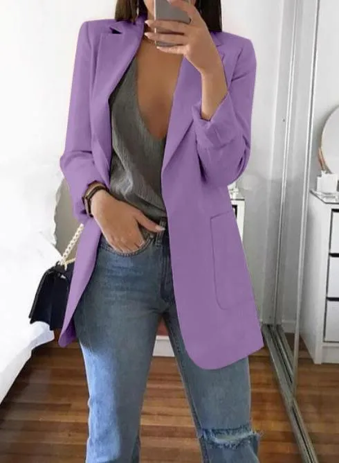 Women New Casual Slim Long Sleeves Turn-Down Collar Cardigan