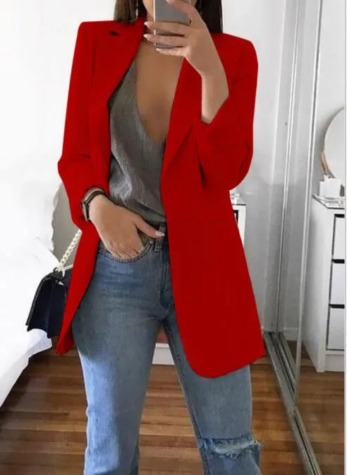 Women New Casual Slim Long Sleeves Turn-Down Collar Cardigan
