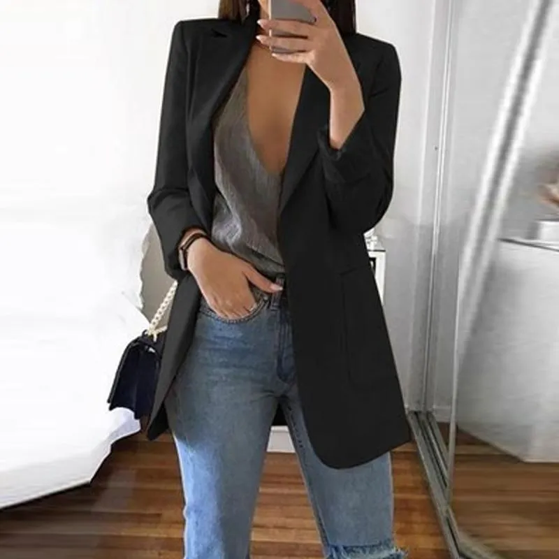 Women New Casual Slim Long Sleeves Turn-Down Collar Cardigan