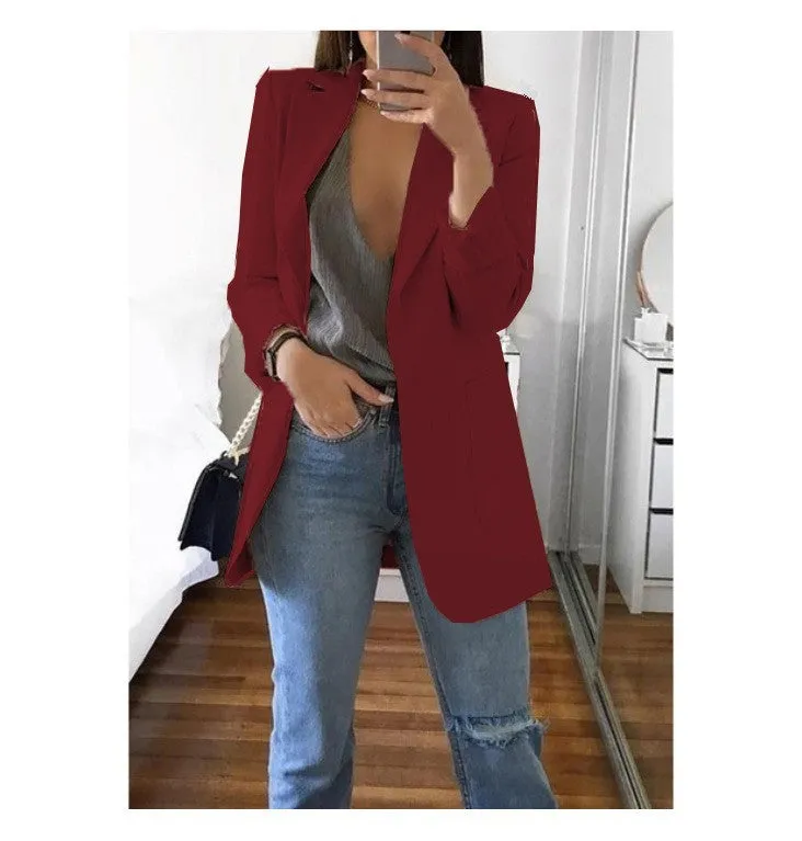 Women New Casual Slim Long Sleeves Turn-Down Collar Cardigan