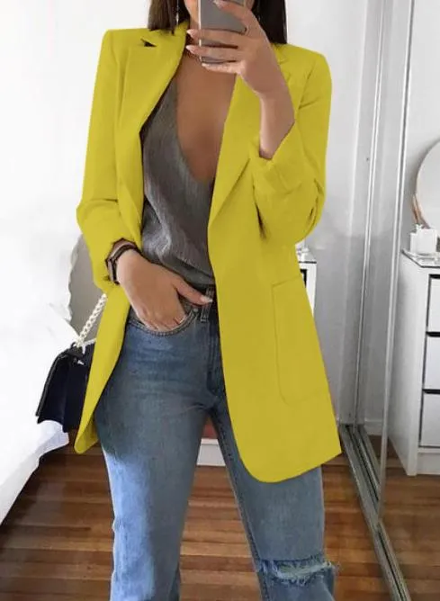 Women New Casual Slim Long Sleeves Turn-Down Collar Cardigan