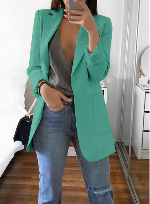 Women New Casual Slim Long Sleeves Turn-Down Collar Cardigan