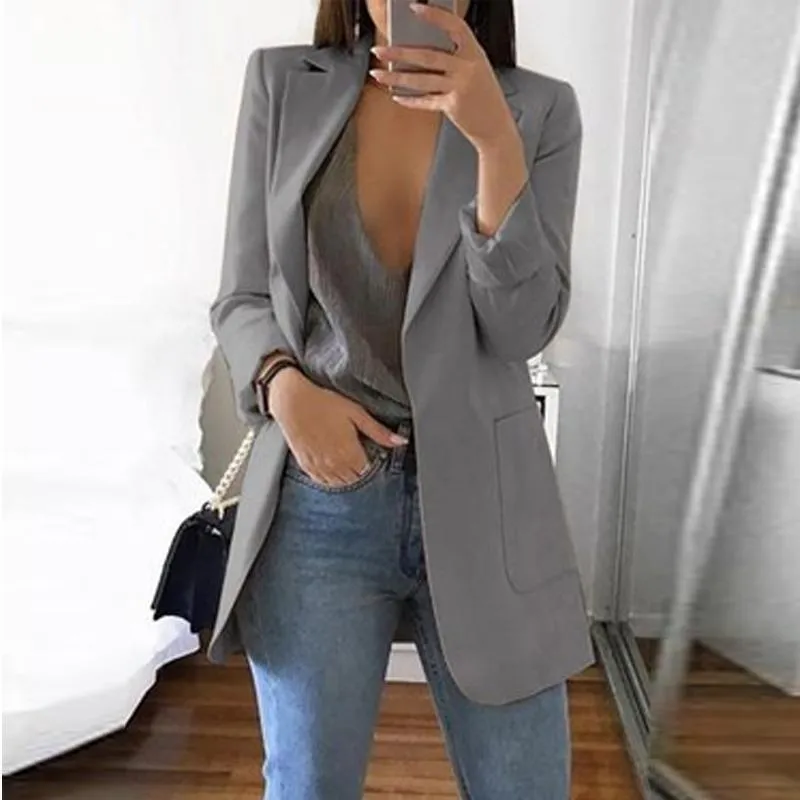 Women New Casual Slim Long Sleeves Turn-Down Collar Cardigan