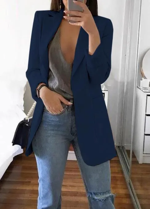 Women New Casual Slim Long Sleeves Turn-Down Collar Cardigan