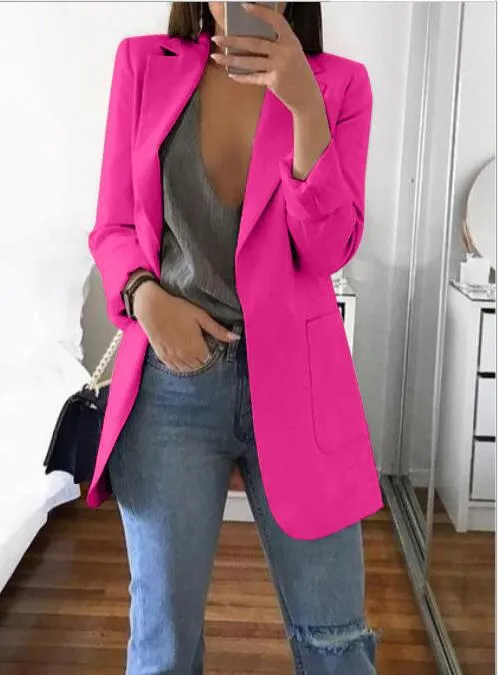 Women New Casual Slim Long Sleeves Turn-Down Collar Cardigan