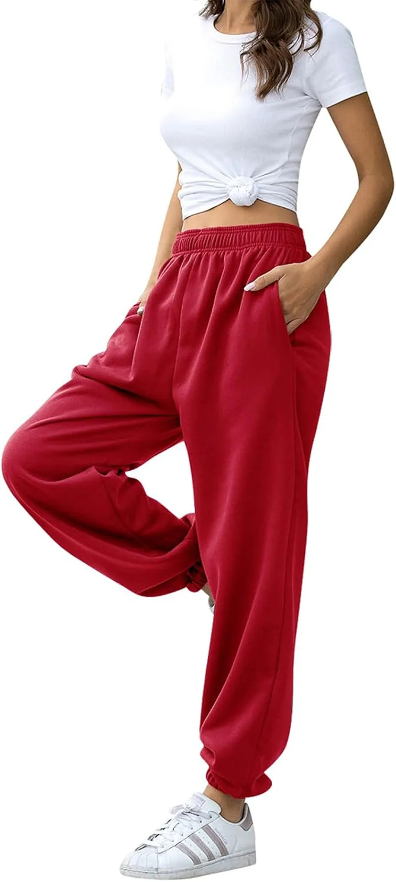 Women'S High Waisted Sweatpants Workout Active Joggers Pants Baggy Lounge Bottoms