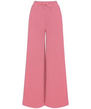 Womens sustainable fashion wide leg joggers | Dusky Pink