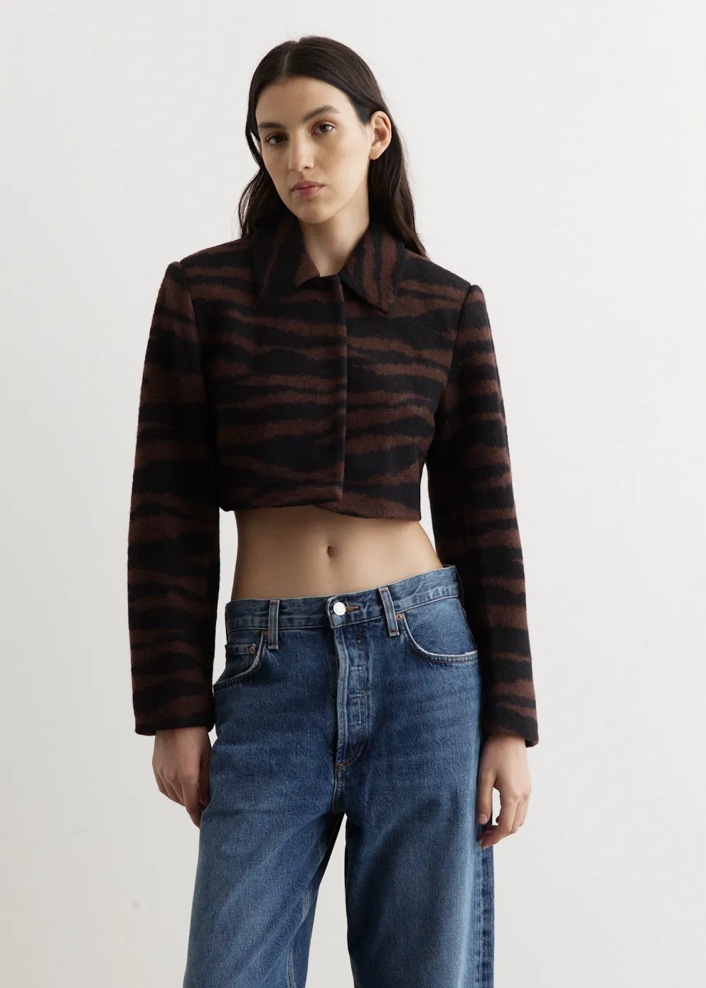 Wool Jacquard Cropped Jacket