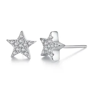 YE3110 925 Sterling Silver Wishing Star Earrings with CZ