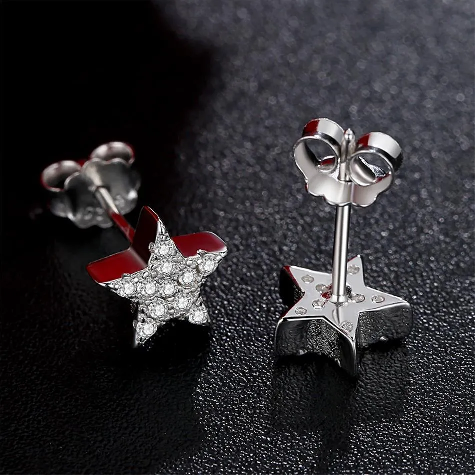 YE3110 925 Sterling Silver Wishing Star Earrings with CZ