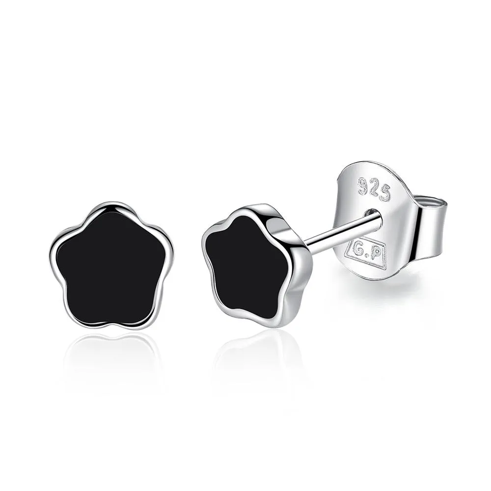 YE3119 925 Sterling Silver Cute Enamel Flower Stud Earrings