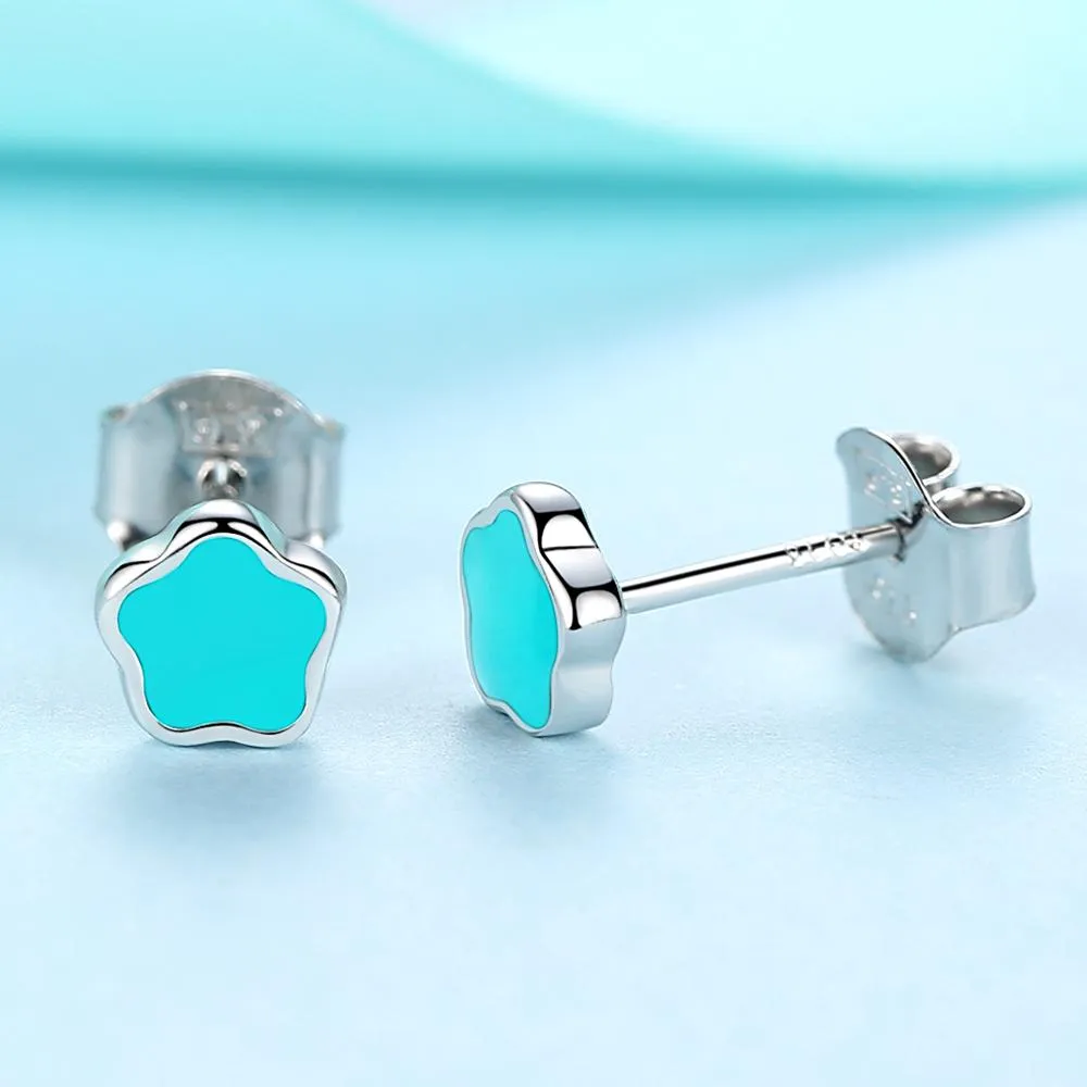 YE3119 925 Sterling Silver Cute Enamel Flower Stud Earrings