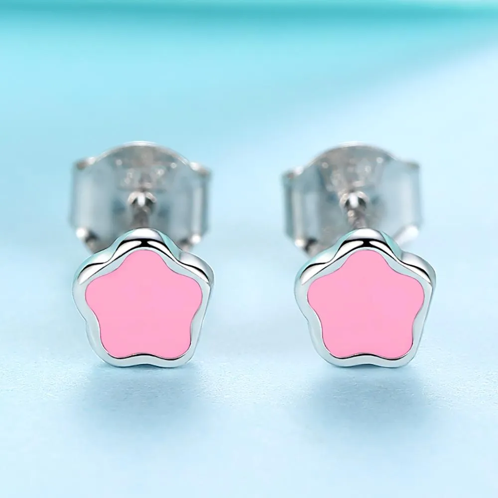 YE3119 925 Sterling Silver Cute Enamel Flower Stud Earrings