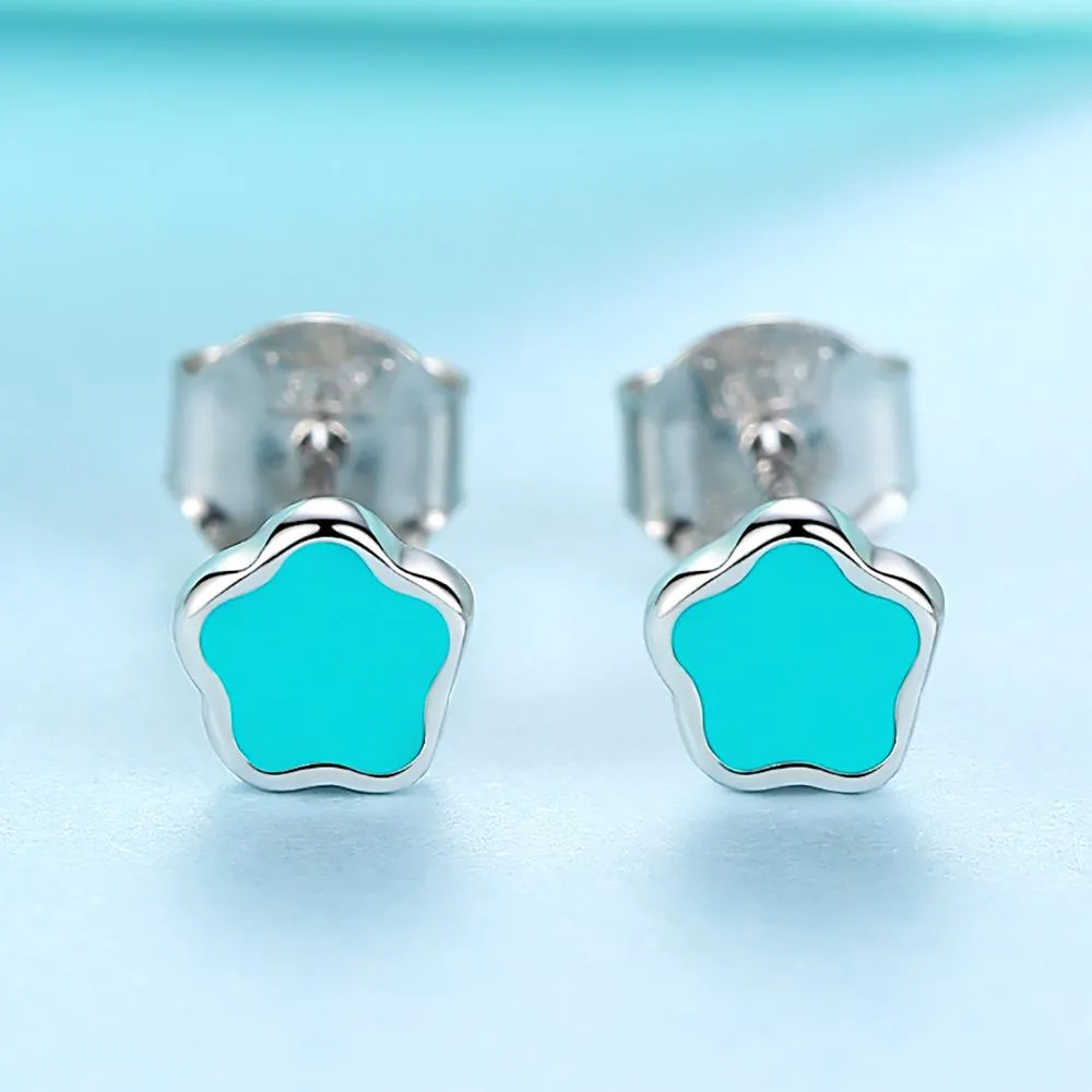 YE3119 925 Sterling Silver Cute Enamel Flower Stud Earrings