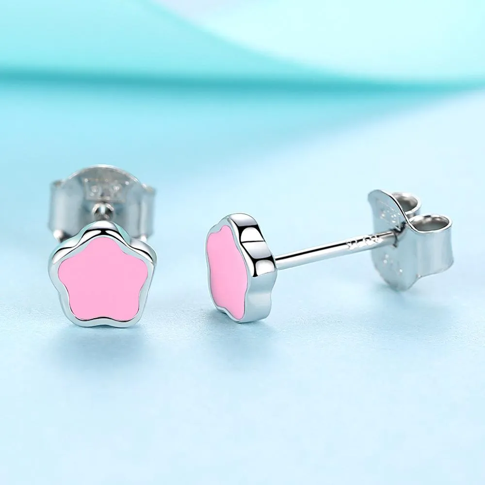 YE3119 925 Sterling Silver Cute Enamel Flower Stud Earrings